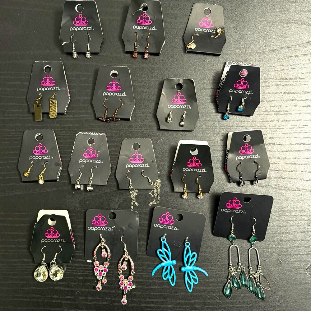 Lot of Paparazzi Hook Earrings Lot Multicolor Teardrop Rhinestone